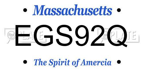 EGS92Q Massachusetts License Plate