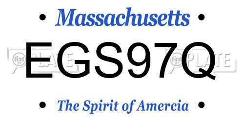 EGS97Q Massachusetts License Plate