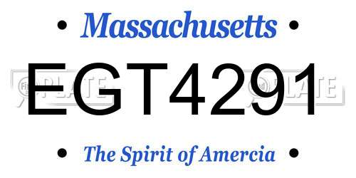 EGT4291 Massachusetts License Plate