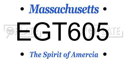 EGT605 Massachusetts License Plate