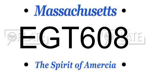 EGT608 Massachusetts License Plate