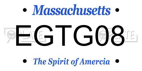 EGTG08 Massachusetts License Plate