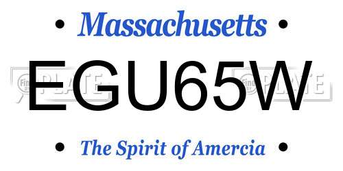 EGU65W Massachusetts License Plate