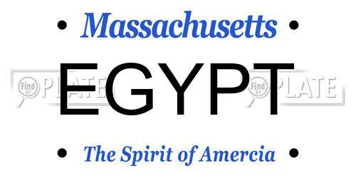 EGYPT Massachusetts License Plate