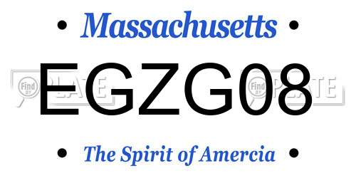 EGZG08 Massachusetts License Plate