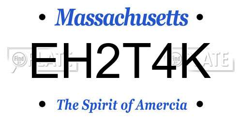 EH2T4K Massachusetts License Plate