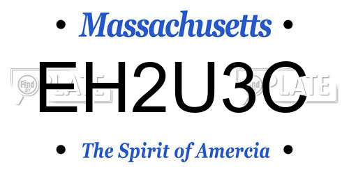 EH2U3C Massachusetts License Plate