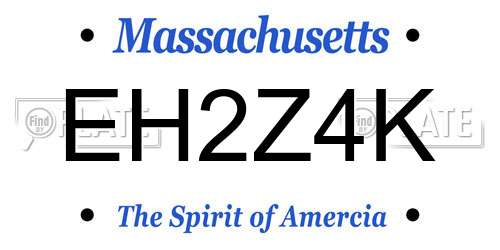 EH2Z4K Massachusetts License Plate