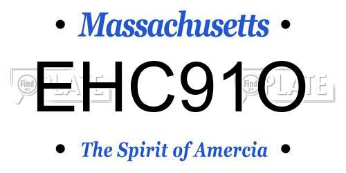 EHC91O Massachusetts License Plate