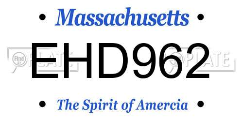 EHD962 Massachusetts License Plate
