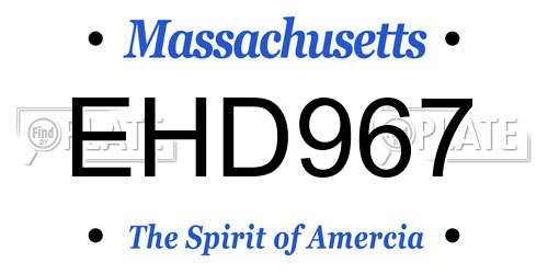 EHD967 Massachusetts License Plate