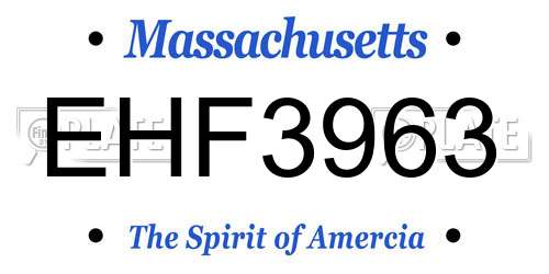 EHF3963 Massachusetts License Plate