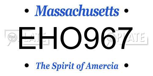 EHO967 Massachusetts License Plate