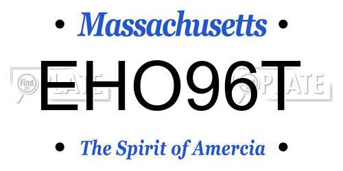 EHO96T Massachusetts License Plate