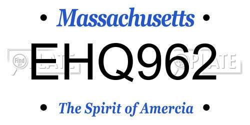 EHQ962 Massachusetts License Plate