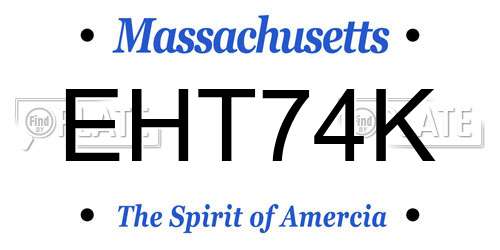 EHT74K Massachusetts License Plate