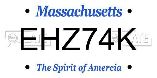 EHZ74K Massachusetts License Plate