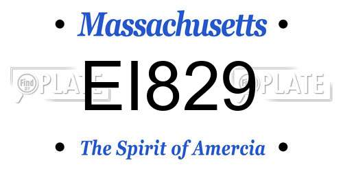 EI829 Massachusetts License Plate