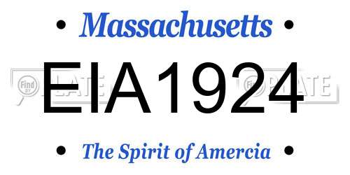EIA1924 Massachusetts License Plate