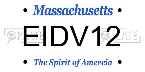 EIDV12 Massachusetts License Plate