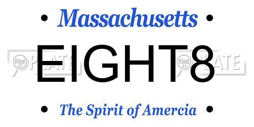 EIGHT8 Massachusetts License Plate