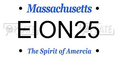 EION25 Massachusetts License Plate