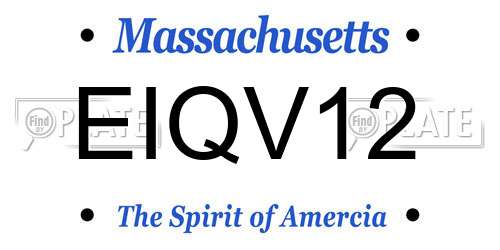 EIQV12 Massachusetts License Plate