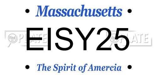 EISY25 Massachusetts License Plate