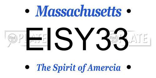 EISY33 Massachusetts License Plate