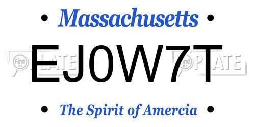 EJ0W7T Massachusetts License Plate