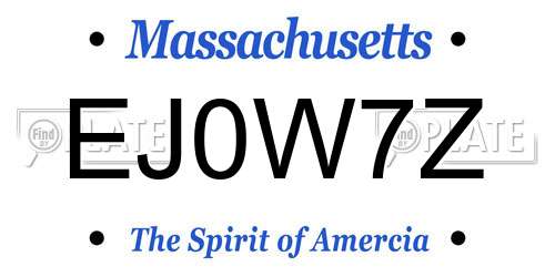 EJ0W7Z Massachusetts License Plate