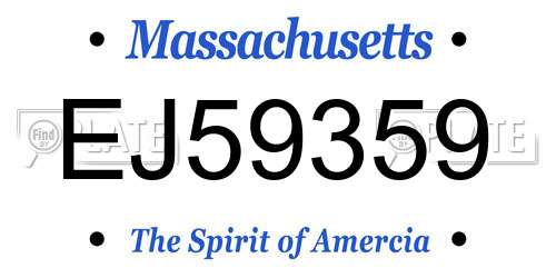 EJ59359 Massachusetts License Plate