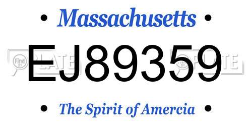 EJ89359 Massachusetts License Plate