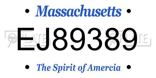 EJ89389 Massachusetts License Plate