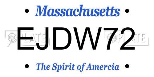 EJDW72 Massachusetts License Plate