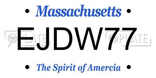 EJDW77 Massachusetts License Plate
