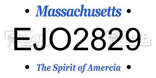 EJO2829 Massachusetts License Plate