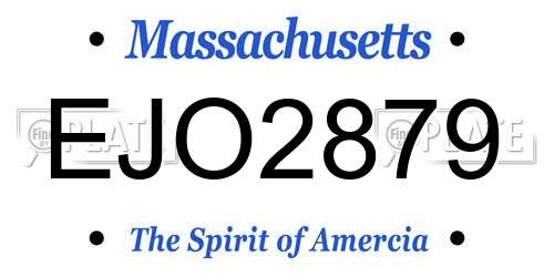 EJO2879 Massachusetts License Plate