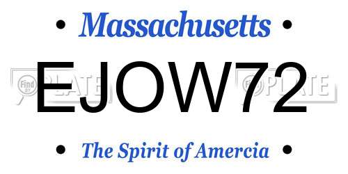 EJOW72 Massachusetts License Plate