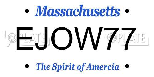 EJOW77 Massachusetts License Plate