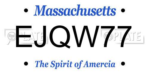 EJQW77 Massachusetts License Plate