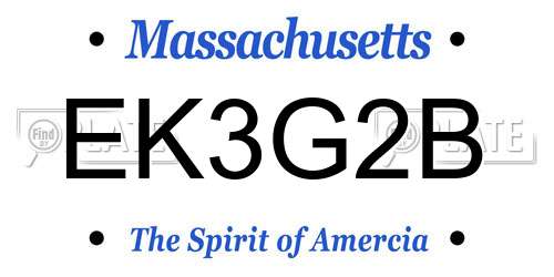EK3G2B Massachusetts License Plate