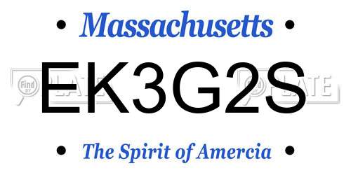 EK3G2S Massachusetts License Plate