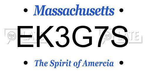 EK3G7S Massachusetts License Plate