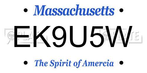 EK9U5W Massachusetts License Plate