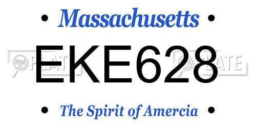 EKE628 Massachusetts License Plate