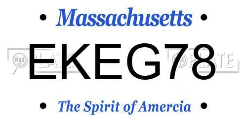 EKEG78 Massachusetts License Plate