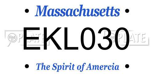 EKL030 Massachusetts License Plate