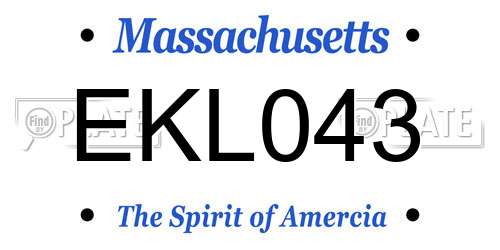 EKL043 Massachusetts License Plate