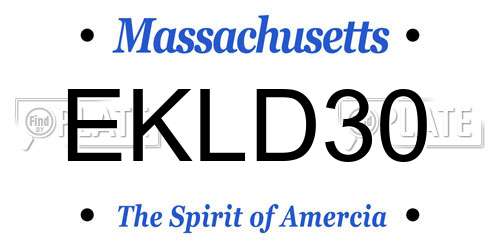 EKLD30 Massachusetts License Plate